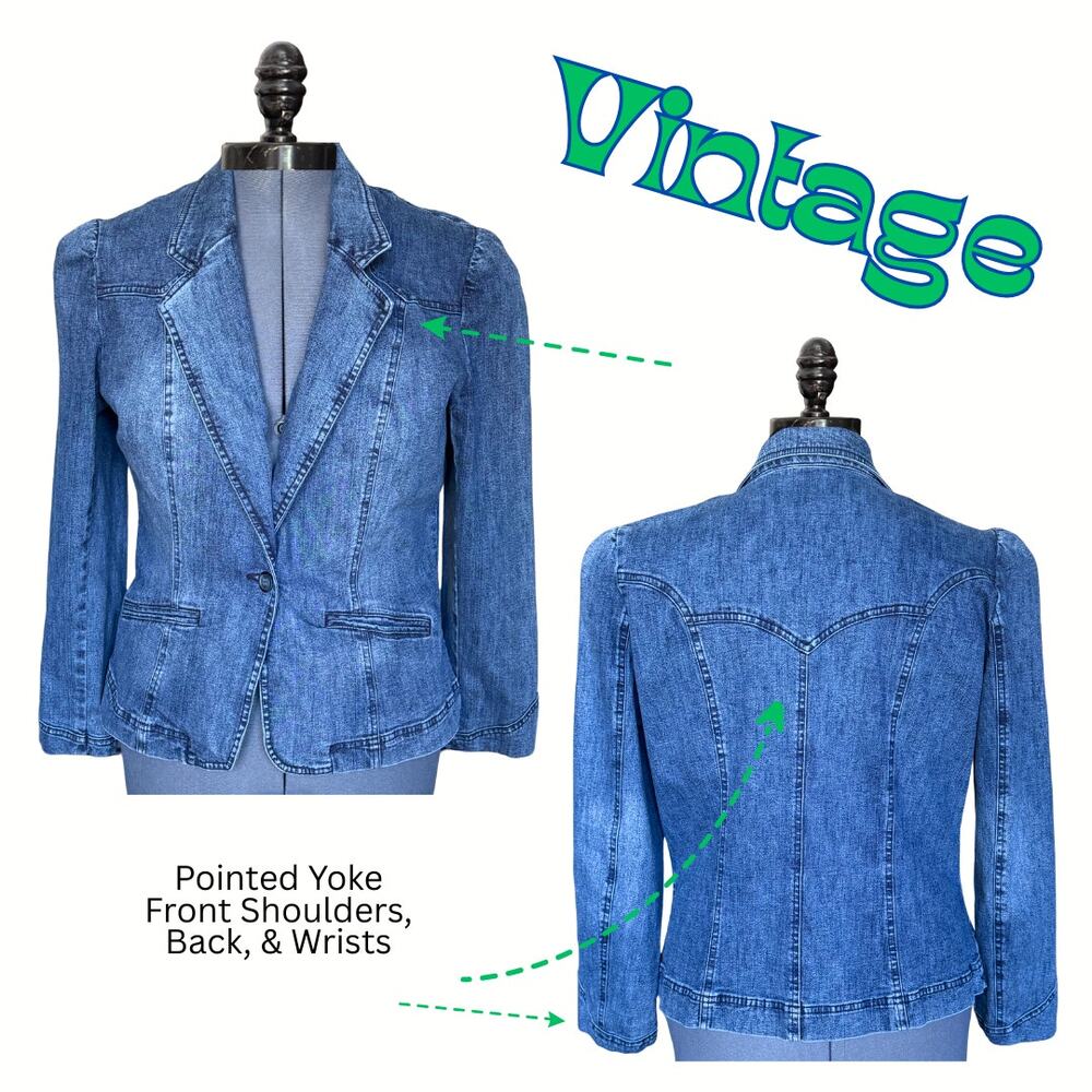 Vintage Blue Denim Jacket Western Prairie Rustic Boho Gypsy Biker Rustic Luxury